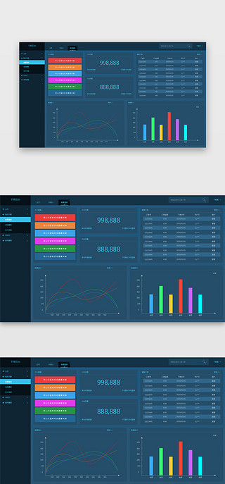 数据可视化深色UI设计素材_酷炫深色数据可视化通用页面