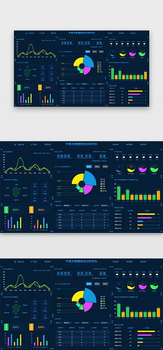 端UI设计素材_web端数据可视化中心界面设计