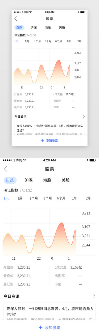 蓝色渐变金融理财APP界面