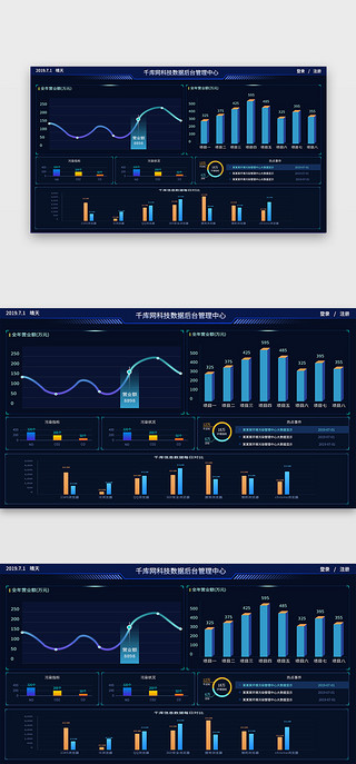 蓝色商务数据可视化UI界面
