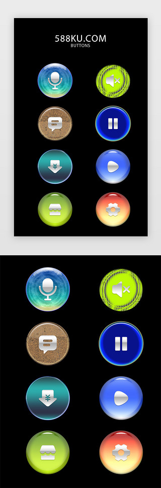 点击按钮状态UI设计素材_游戏按钮设计