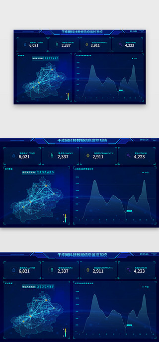 蓝色商务数据可视化UI界面