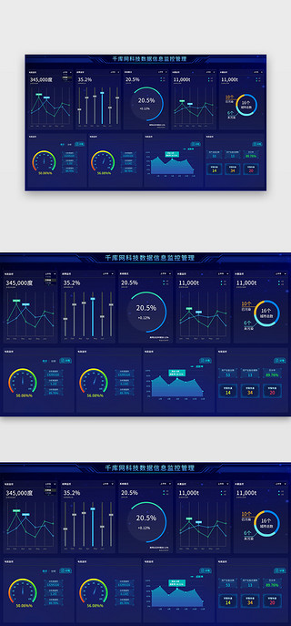 蓝色商务数据可视化UI界面