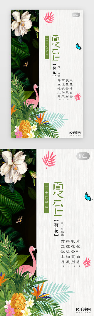 荷花夏至UI设计素材_千库原创夏至二十四节气闪屏引导页启动页引导页