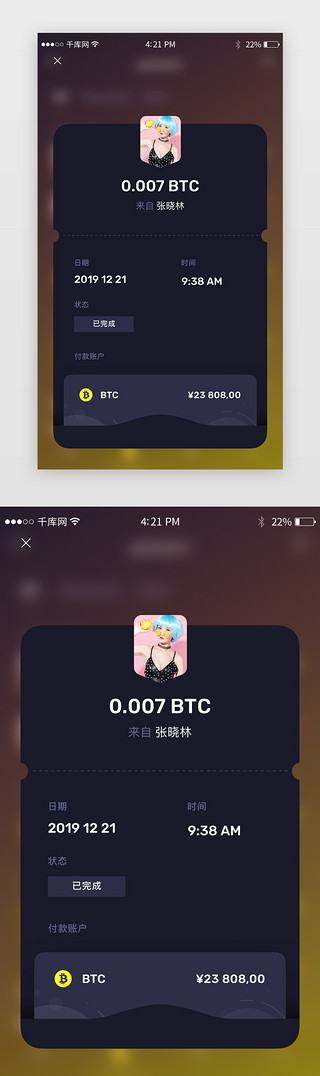 paypal付款UI设计素材_金融货币付款卷详情弹窗