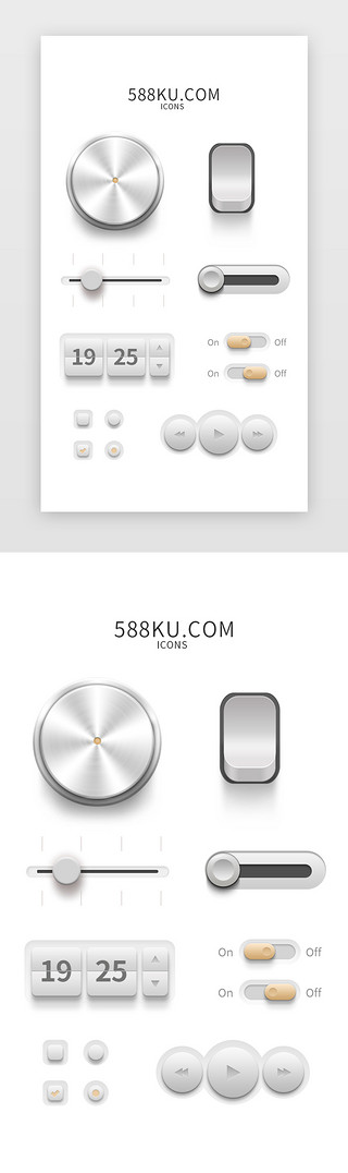 按钮ui图标UI设计素材_白色简约商务大气风格按钮图标