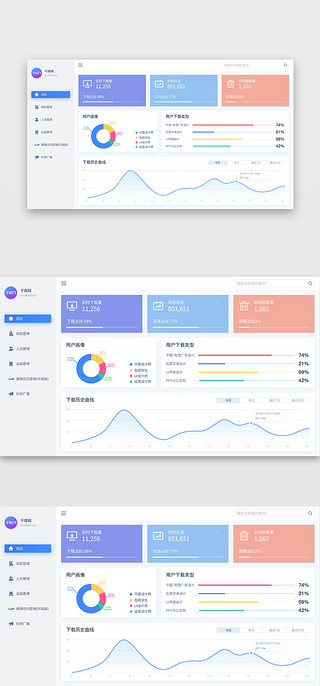 流动白色线条UI设计素材_白色可视化数据后台数据界面
