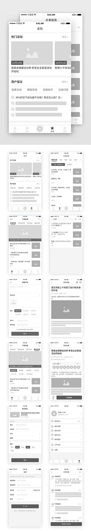 化工流程UI设计素材_党建通用排版流程原型图