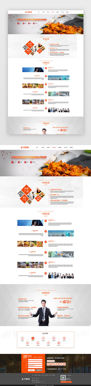 橙色详情UI设计素材_红色简约大气美食餐饮企业公司简介详情界面