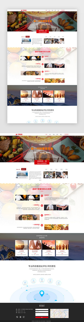 ui招商UI设计素材_红色简约大气餐饮招商网站首页