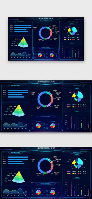 免费政府UI设计素材_深蓝色简约大气政府服务大数据页面