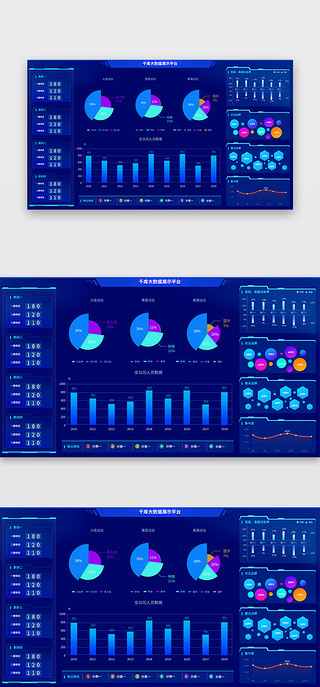 大数据统计界面UI设计素材_深蓝色简约大气商场统计大数据界面
