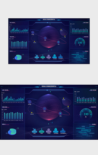 大屏数据可视化UI设计素材_大屏数据可视化展示平台动效展示
