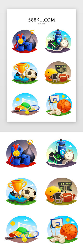 公益体育UI设计素材_原创体育游戏图标icon