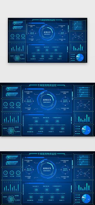 医疗数据大屏系列UI设计素材_疫情大屏可视化