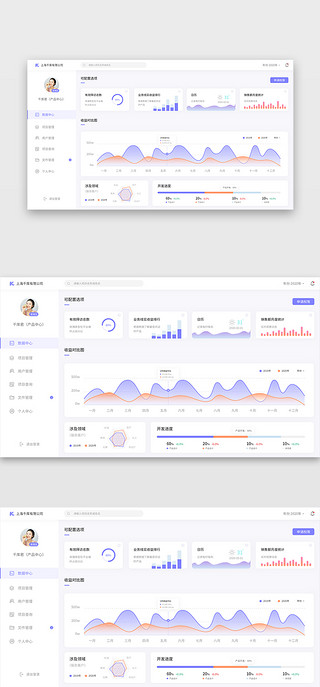 其他专业UI设计素材_紫色系通用数据可视化后台系统界面