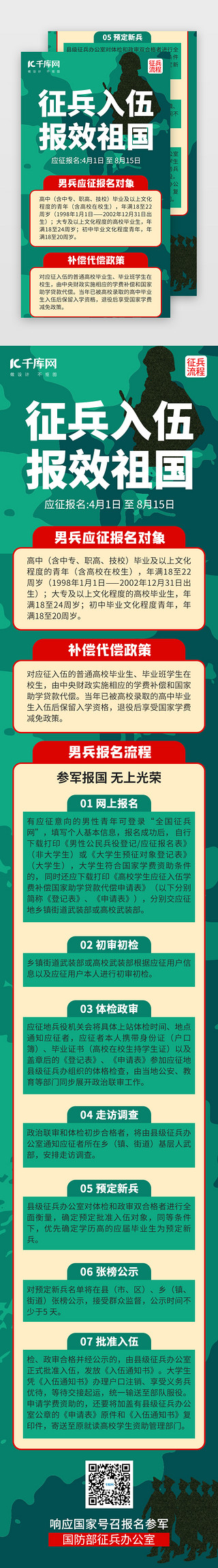 气息报名UI设计素材_征兵入伍报名流程H5