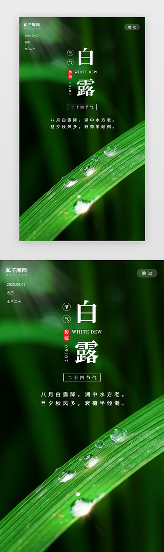 小清新海报UI设计素材_创意小清新风格白露24节气闪屏