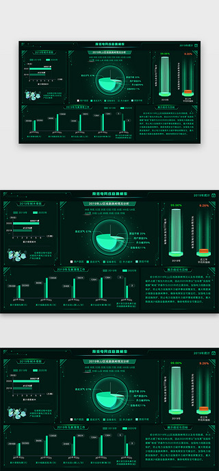数据分析数据UI设计素材_节能减排、双碳网页科技感、线条感绿色数据可视化