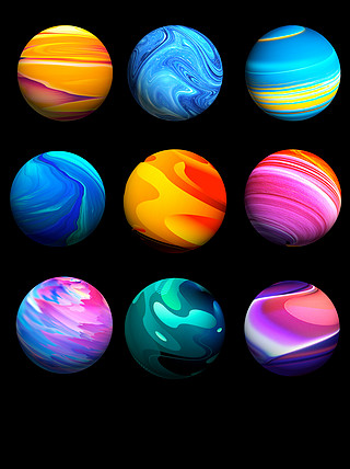 论文汇报UI设计素材_波浪纹理彩色行星