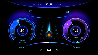 酷炫炫UI设计素材_汽车车载导航系统UI科技感 霓虹灯 光感酷炫暗黑仪表盘