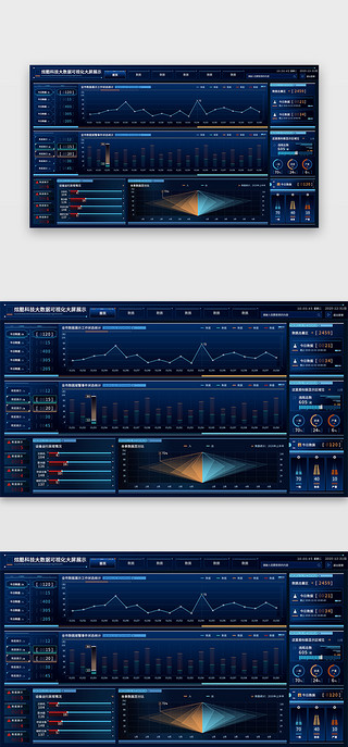 ppt边框UI设计素材_原创政企大屏可视化科技hud蓝色 橙色边框 图表