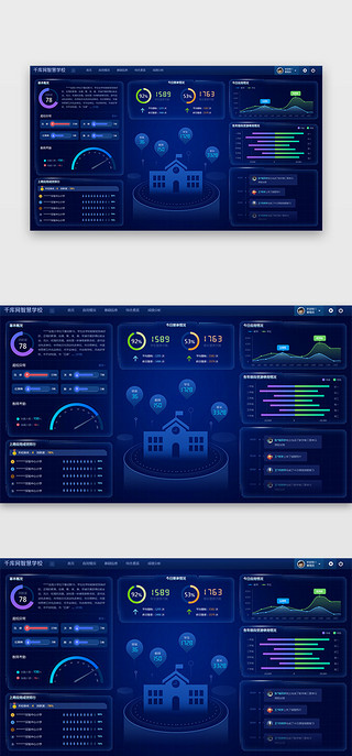 学校展板UI设计素材_深蓝色简约大气学校大数据平台网页科技蓝色大数据