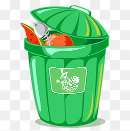 绿色卡通环保厨房垃圾桶图标