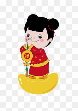 新年祝福红色卡通人物