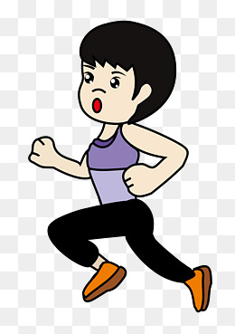 假期运动跑步奔跑中的女孩可爱卡通形象png