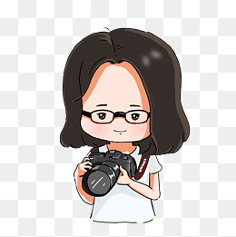 手绘可爱美女摄像师