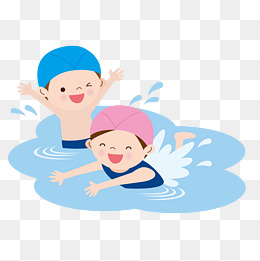 通用节日彩色卡通手绘夏日游泳