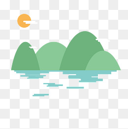 山水手绘简约卡通风背景装饰文字装饰