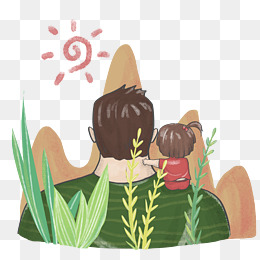 父亲节手绘插画父爱如山png