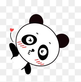 q版可爱卡通歪头小动物表情包小熊猫亲亲飞吻