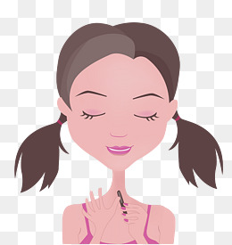 卡通手绘眯着眼睛的女孩
