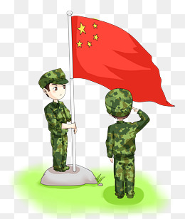 八一军人敬礼卡通军人形象