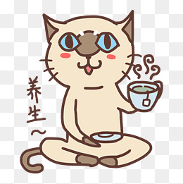 表情养生猫咪插画