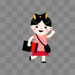 开学背书包的小学生