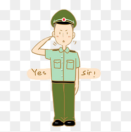 表情yes sir建军节军人插画图片