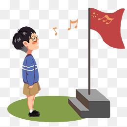 暑期儿童唱国歌插画