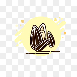 暖色调夏日瓜子坚果扁平化图案卡通坚果矢量图