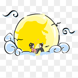 手绘七夕节牛郎织女卡通人物