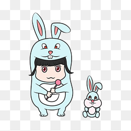卡通动物卡通人物小女孩可爱小兔子
