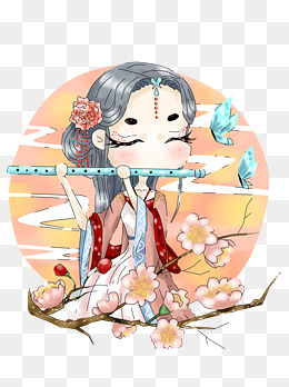 卡通厚涂原创手绘古风人物png