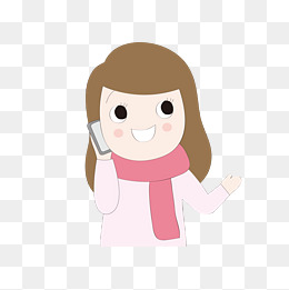 卡通手绘打电话的女孩
