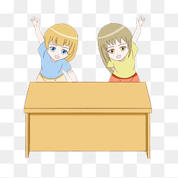 卡通开学去上学小学生