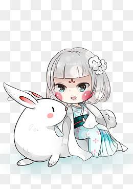 中秋节暖系中国风日式q版嫦娥月