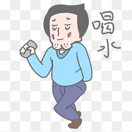 学长表情包喝水插画