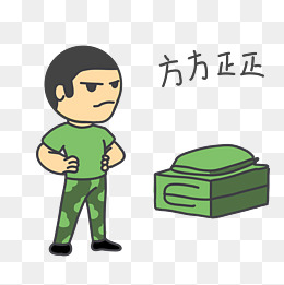 军人表情方方正正插画